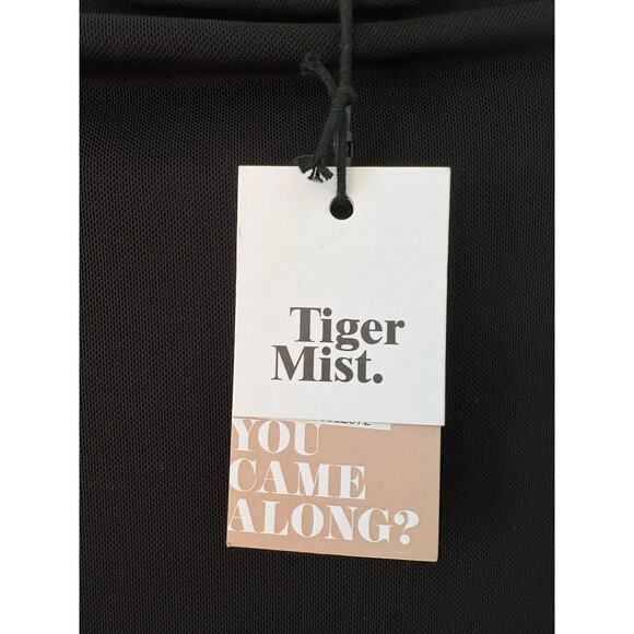 Tiger Mist Women's Medium Black Mesh Mock-Neck Long-Sleeve Party Mini Dress - Picture 3 of 4